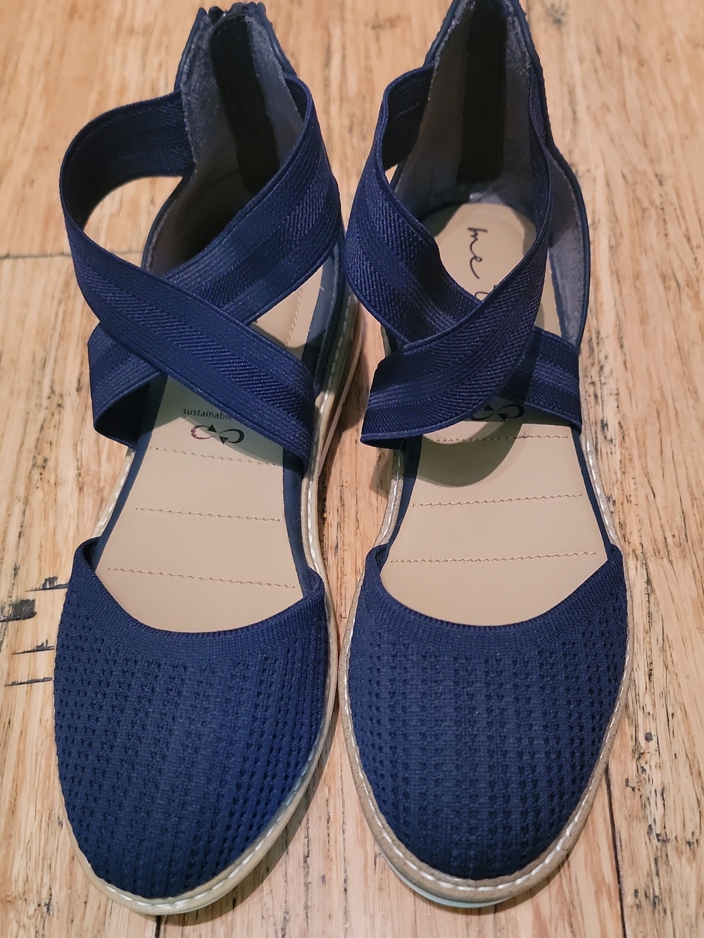 me too Navy Crisscross Espadrille Flats